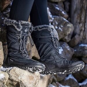 Columbia Minx Mid III Boots Women 5 Black Faux Fur Omni-Heat Waterproof JOBB1755
